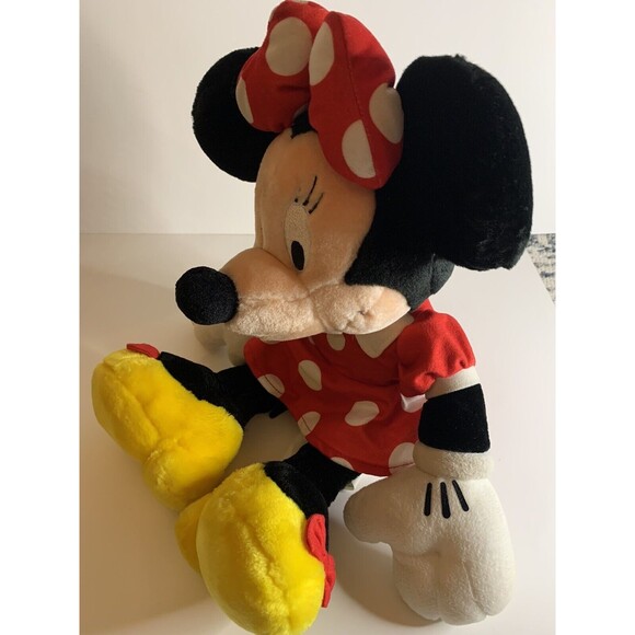 Disney World Store Minnie Mouse Plush Large 19” Stuffed Red Dress Polka Dots Bow - Picture 4 of 7